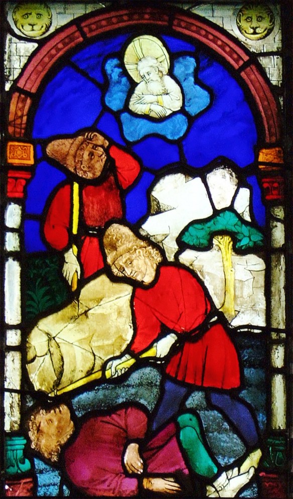 Ulm-Muenster-BessererKapelleFenster-BruderMord_Cain killing Abel